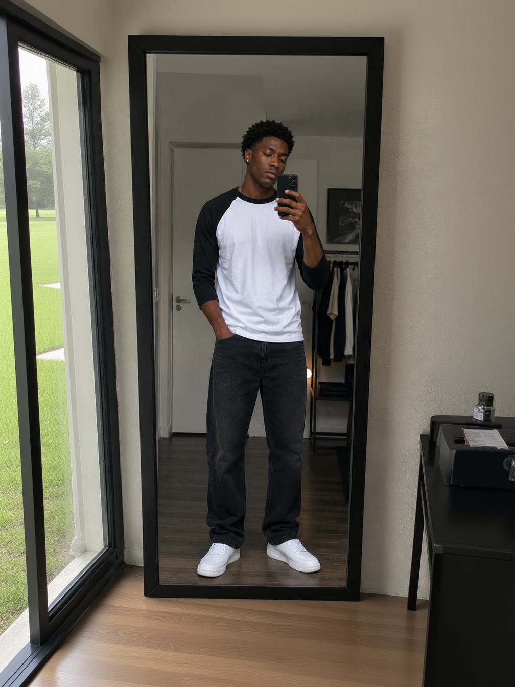 T-shirt Streetwear Manches 3/4 – Noir & Blanc